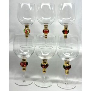 Artland Splendor 9" Wine Glasses, Set of Six, Goblet, Christmas, Pre-Owned